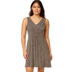 Axcess Brown Printed Sleeveless Dress, Soft, Stretchy Women's Medium